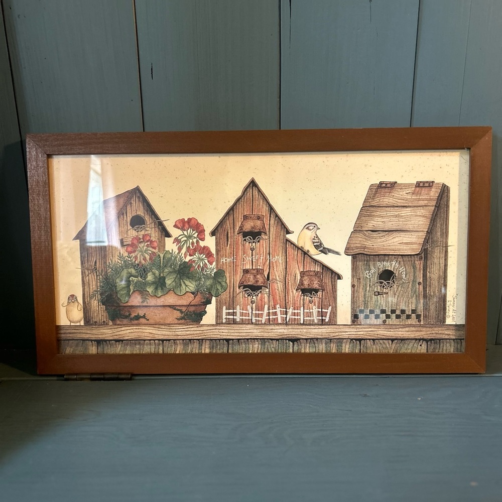 Framed Birdhouse Art Print “Summer At Last” by L. Spivey